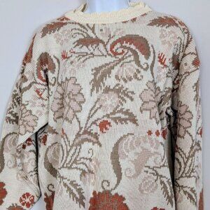 Vintage 1980s Carriage Court 100% Acrylic Granny Sweater Scalloped Collar USA